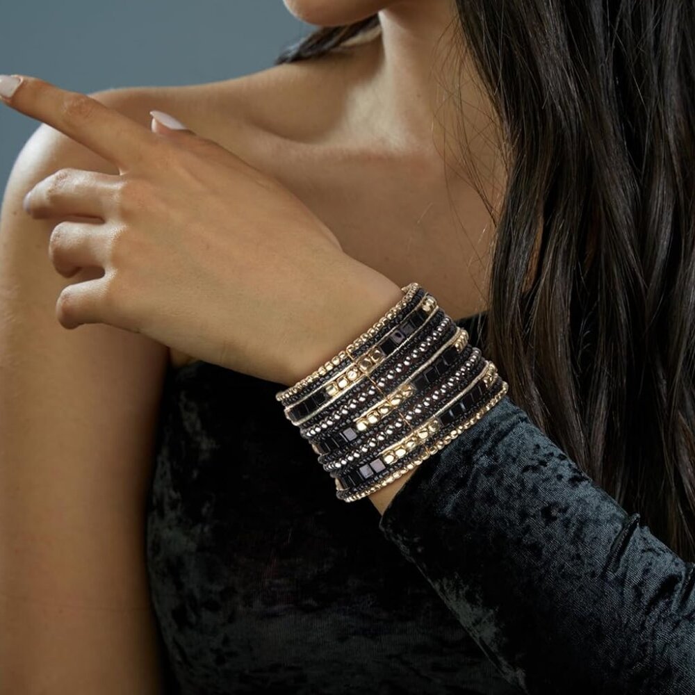 New Cuff Bracelets for Women – Adjustable Stylish Boho Beaded Stackable Bracelet - Picture 2 of 2
